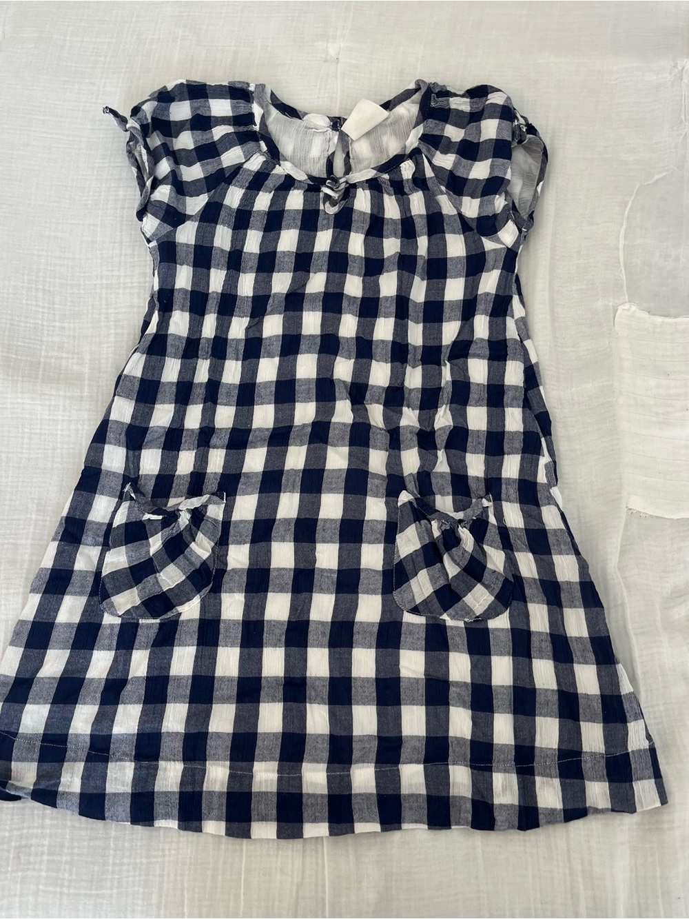 Mini Boden Navy and White Gingham Dress